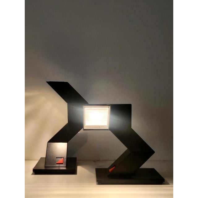 Vintage Zig Zag Table Lamps from Massive, Belgium, 1984, Set of 2 For Sale - Image 11 of 12