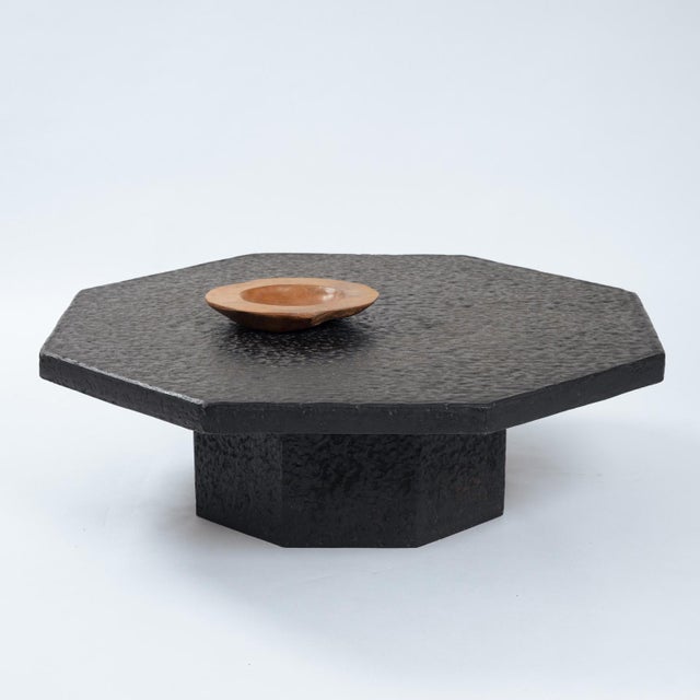 Cocktail table, resin, Northern-Europe, 1970s. This deep black robust coffee or cocktail table is from the 1970s. The...