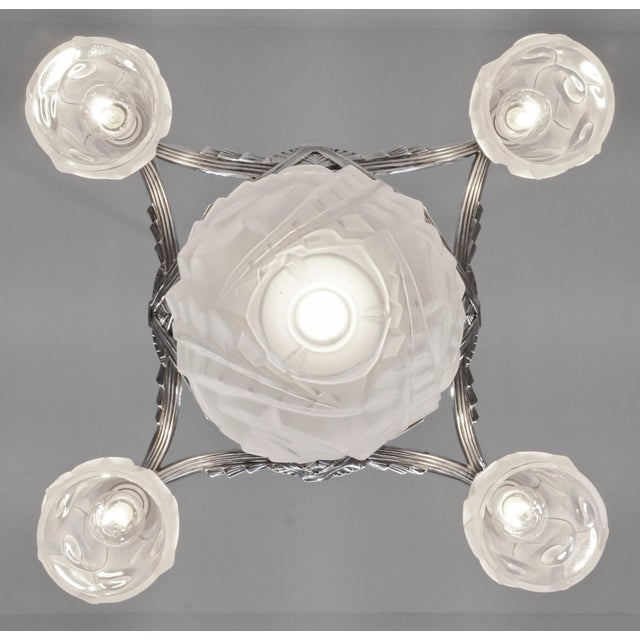 French Art Deco Chandelier by Degue 1930 France For Sale - Image 6 of 11