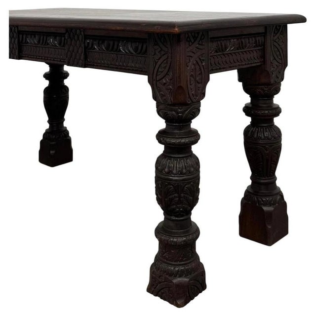 19th Century English Carved Oak Side Table For Sale - Image 3 of 8