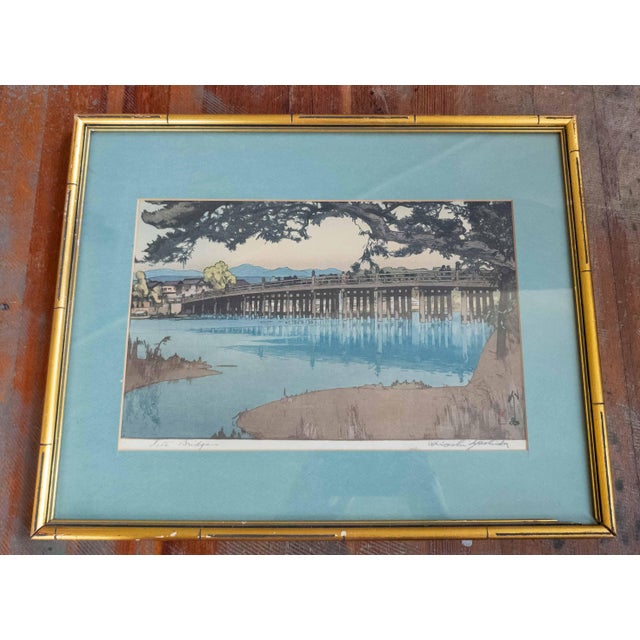 We are selling this gorgeous Japanese Ukiyo-e Woodblock. This woodblock still has vibrant colors and features Seta Bridge....