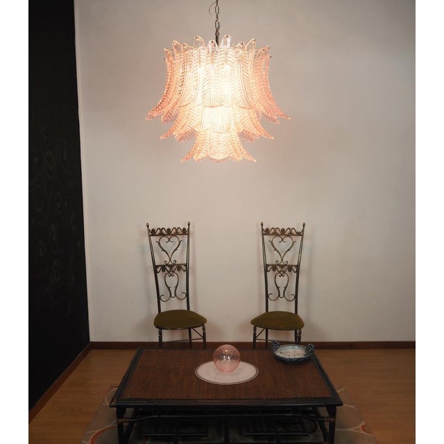 Italian Murano Glass Three-Tier Pink Felci Chandelier, 1990s For Sale - Image 14 of 17