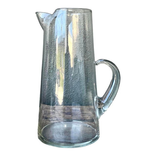 Vintage Boho Blown Glass Pitcher For Sale