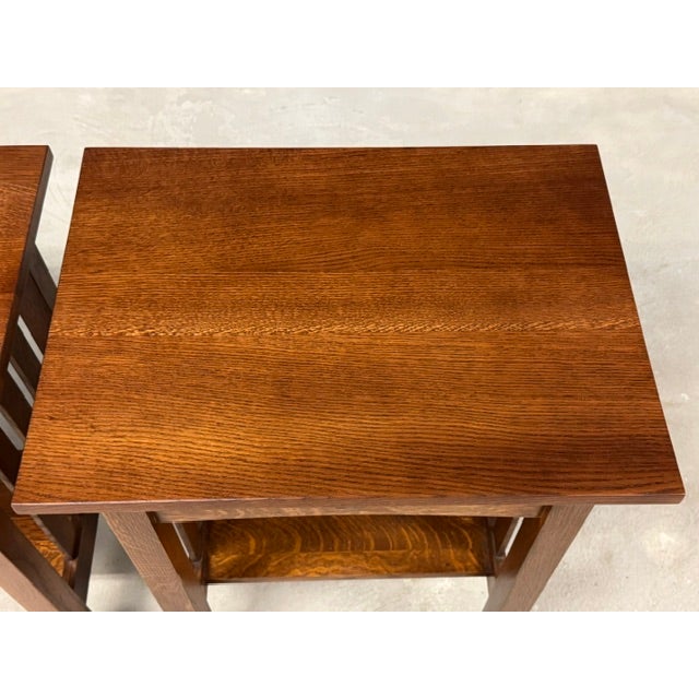 1990s Stickley Style Oak Nightstands - A Pair For Sale In Boston - Image 6 of 9