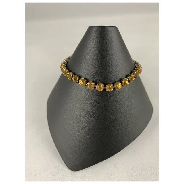 1920s 1920s Art Deco Sterling Line Bracelet with Paste Citrines For Sale - Image 5 of 7