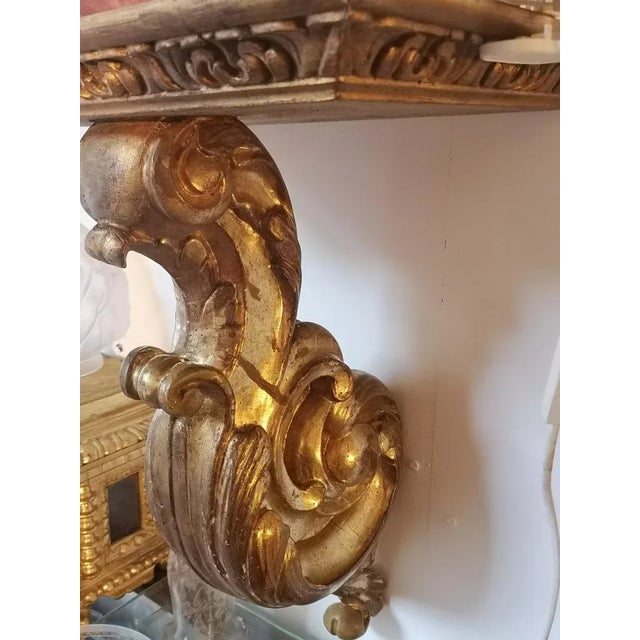 Rococo Large Baroque Giltwood Wall Brackets Shelf, Set of 2 For Sale - Image 3 of 8