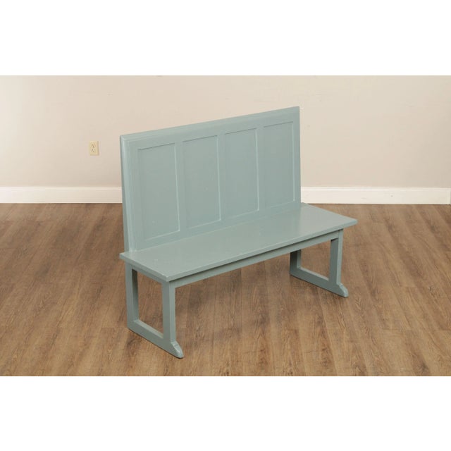 High Quality Vintage Pair of Painted Hall Benches with Tall Paneled Backs