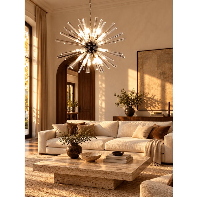 Sputnik Light with 50 Clear Glass Prisms from Justfurnituress SRL For Sale - Image 9 of 10