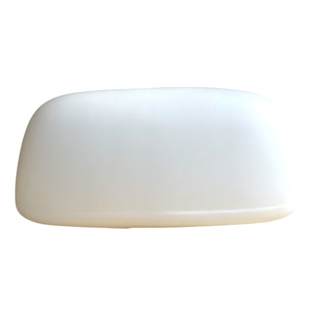 Minimalist White Opaline Glass Flush Mount, 1970s For Sale