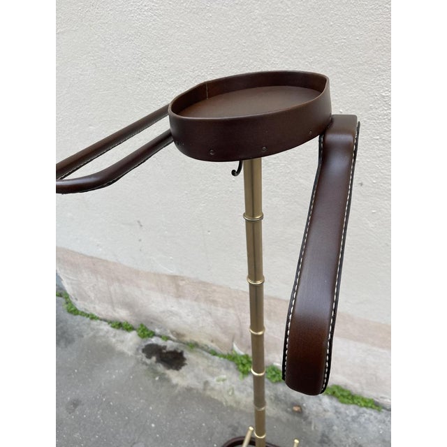 Brown Stitched Leather Valet de Nuit by Jacques Adnet, 1950s For Sale - Image 8 of 10