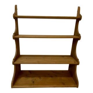 Antique Pine 4 Shelf Wall Rack From England For Sale