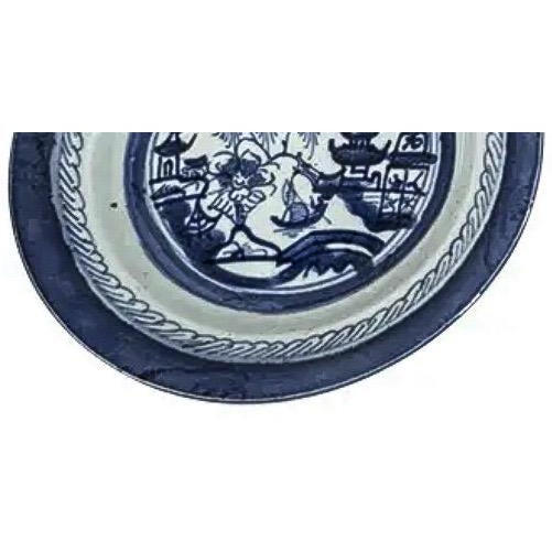 Pair of 19th Century Chinese Export "Canton" Blue & White Shallow Bowls, 8.75" For Sale - Image 4 of 14