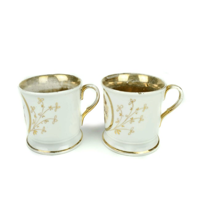 Victorian Early 20th Century Antique Victorian Gold Shaving Mug Cup Germany - a Pair For Sale - Image 3 of 7