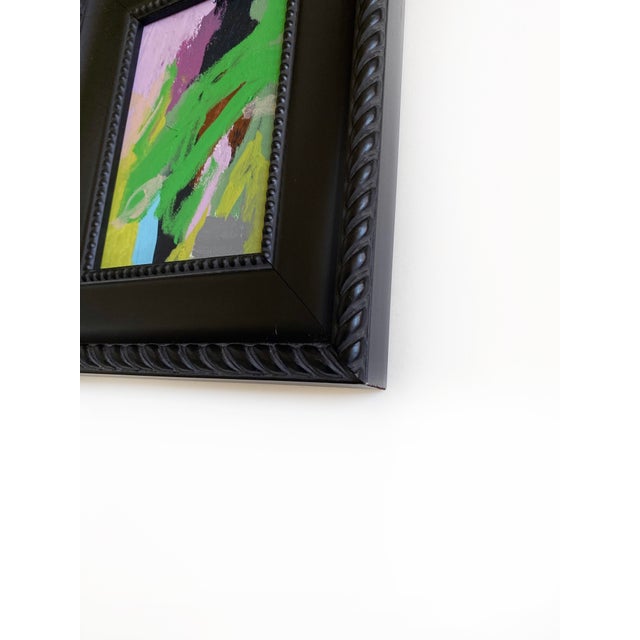 Abstract "Grassy" 2026 Mini Painting With Vintage Frame by Jessalin Beutler For Sale - Image 3 of 3