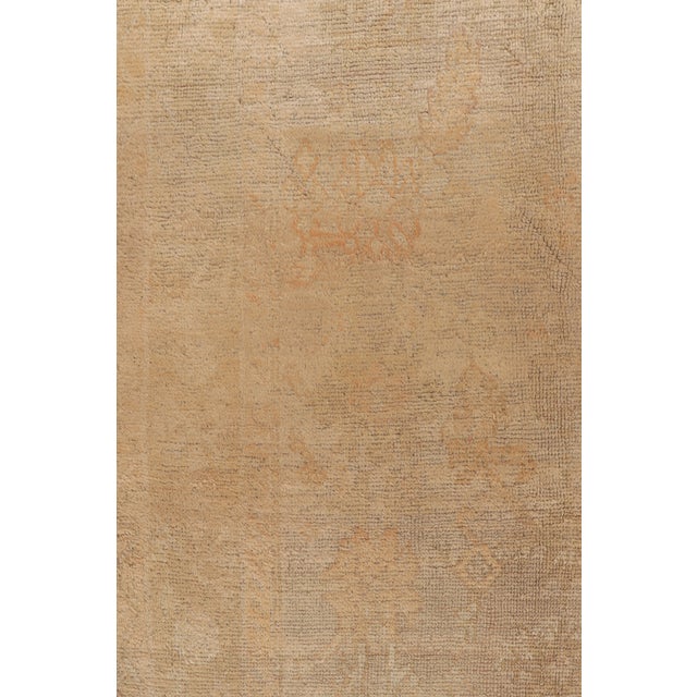 Traditional 20 Century Antique Turkish Oushak Rug in Beige, Orange All Over Pattern For Sale - Image 3 of 8
