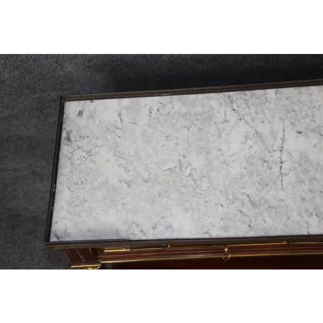 Brown 20th C. French Louis XVI Style Brass Mounted Marble Top Sofa Console Table For Sale - Image 8 of 15