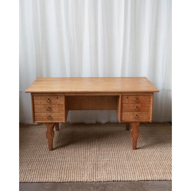 1970s Attributed to Henning Kjaernulf Danish Modern Oak Double Sided Writing Desk For Sale - Image 10 of 12