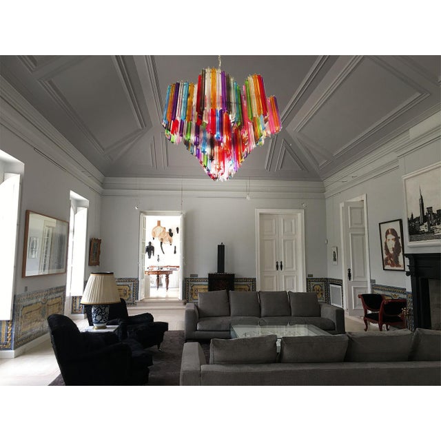 Italian Multicolored Quadriedri Murano Glass Chandeliers, 1990s, Set of 2 For Sale - Image 13 of 18
