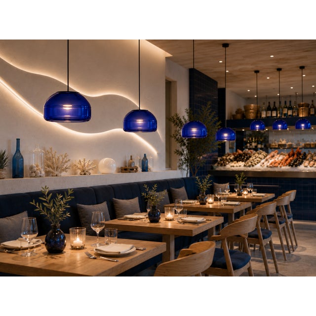 Ultramarine Blown Glass Pendant Light by Artem Zakharchenko-Halytskyi For Sale - Image 4 of 6