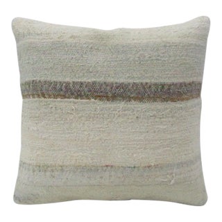 Handmade Beige Striped Kilim Pillow Cover For Sale