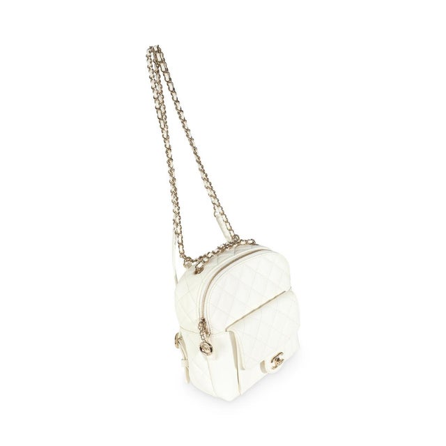 Chanel White Quilted Caviar Small CC Day Backpack Handbag For Sale - Image 4 of 9