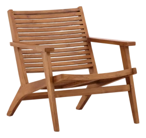 Slatted Teak Outdoor Lounge Arm Chair