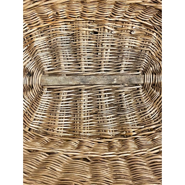 Antique French Provincial Handwoven Wicker Gathering or Laundry Basket 29” Wide For Sale - Image 14 of 16