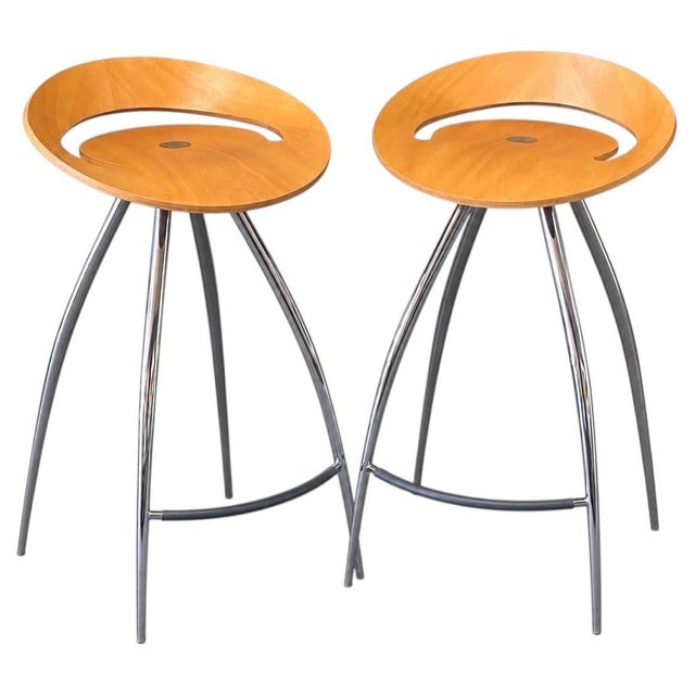 Jonas Fisch 1990s Post-Modern Attributed to Jonas Bohlin for Magis "Lyra" Bar Stools – Italian Modernism For Sale - Image 4 of 7