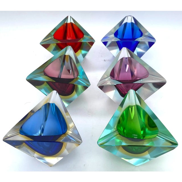 Mod Colorful Hexagonal Nesting Murano Ashtrays Attributed Flavio Poli- Seguso 6 Pieces For Sale In West Palm - Image 6 of 6
