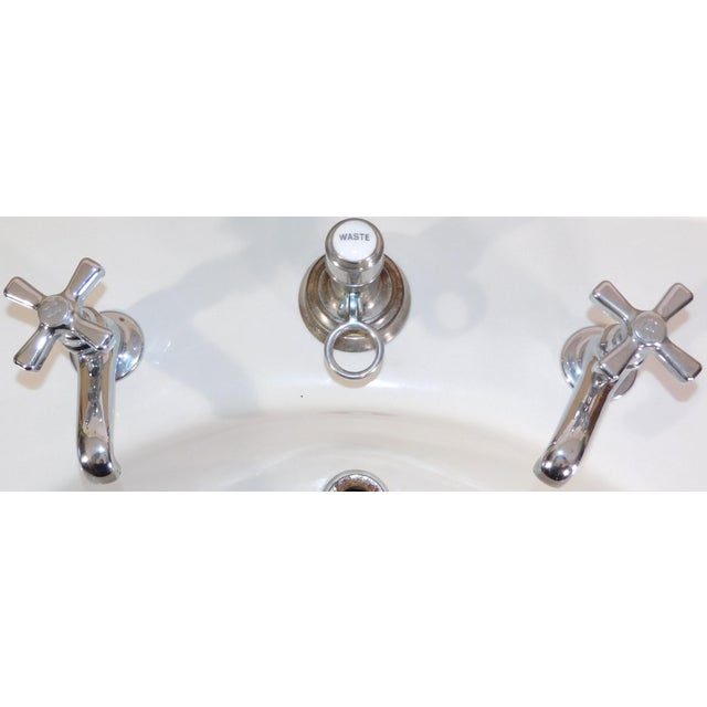 White Antique 1908 Thomas Maddock's Son's Co. Vitreous China Console / Top-Mount (Drop-In) Sink For Sale - Image 8 of 17