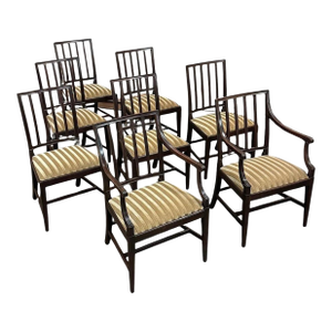 Set of Eight 18th Century Neoclassical Dining Chairs Includes 2 Armchairs
