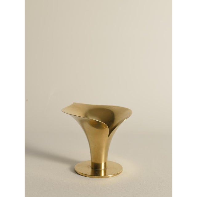 Gunnar Ander Art Deco Brass Calla Lily Candleholder by Carl-Einar Borgström for Ystad-Metall, 1939 For Sale - Image 4 of 18