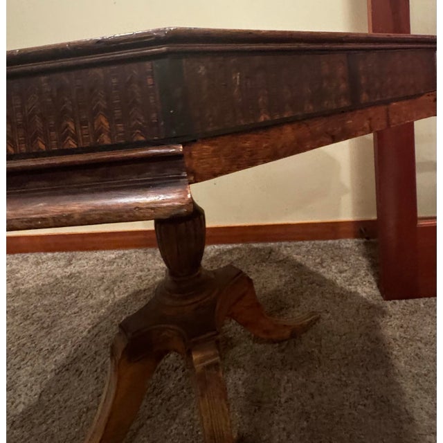 Vintage Handcrafted Matchstick Inlay Game Table For Sale - Image 11 of 12
