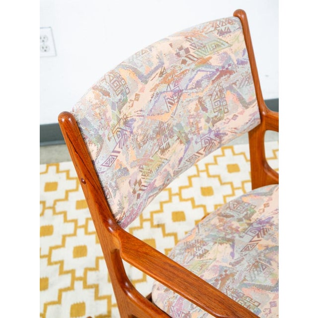 Brown 1960s Mid Century Danish Modern Rocking Chair Attributed to Benny Linden Teak Fabric MCM Rocker MCM For Sale - Image 8 of 12