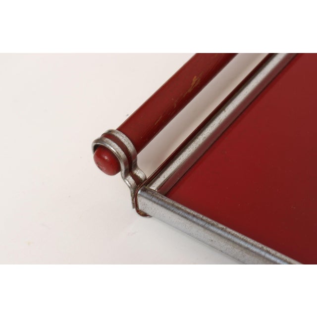 American Art Deco Chrome, Glass, Red Laminate and Painted Wood Tray For Sale - Image 13 of 18