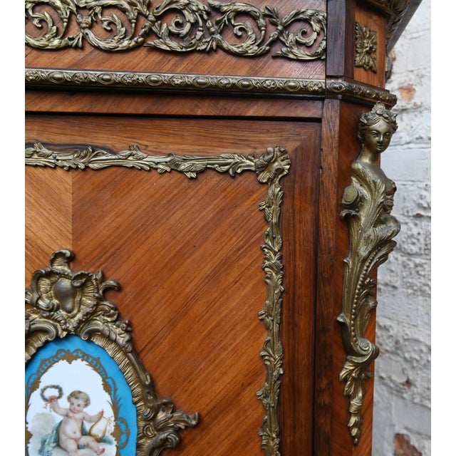 Napoleon III Kingwood Cabinet with Sevres Plaques Chest, 1860 For Sale - Image 10 of 18