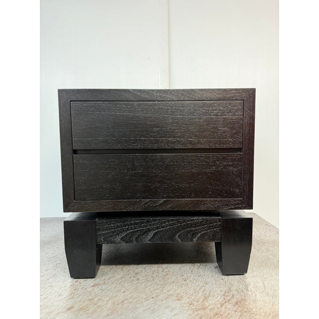 Transitional Furniturologie Brooklyn Ebony Oak Wood Nightstand For Sale - Image 3 of 12