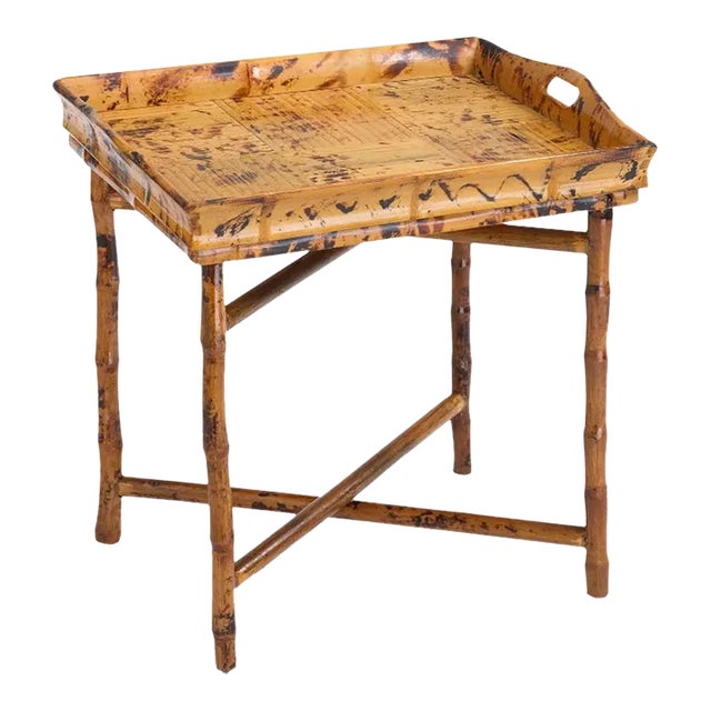 End Tray Table, Brown, Rattan For Sale