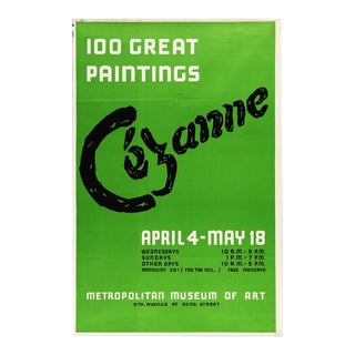 1952 Metropolitan Museum of Art 100 Great Paintings Cezanne Exhibition Poster For Sale