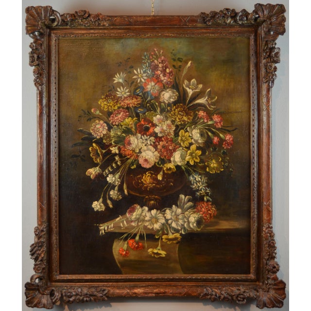 Scuola Toscana, Still Life with Flowers, 1860, Oil on Canvas For Sale - Image 8 of 8
