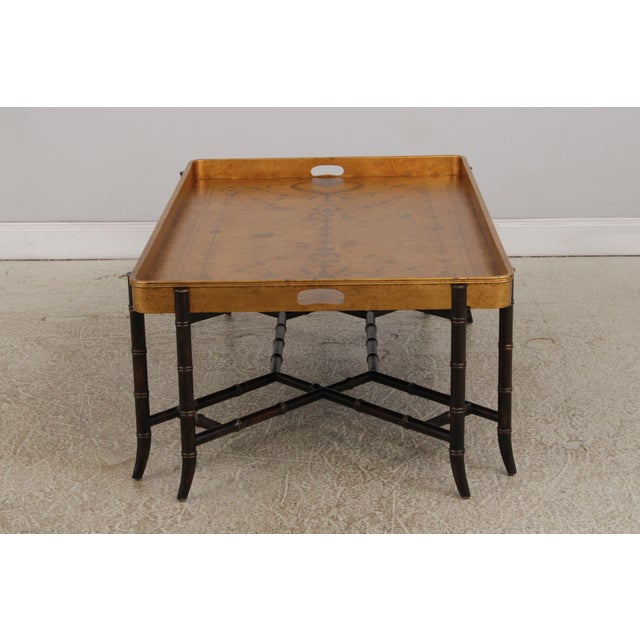 1990s Ej Victor Neoclassical Large Tray Top Coffee Table For Sale - Image 5 of 15
