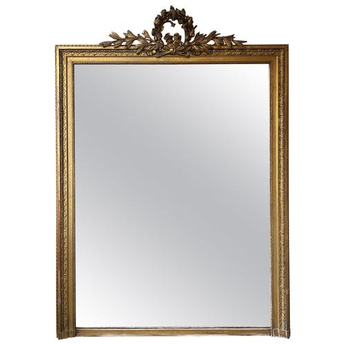 Large Antique French Louis XVI Overmantel Mirror, 1850 For Sale - Image 11 of 11