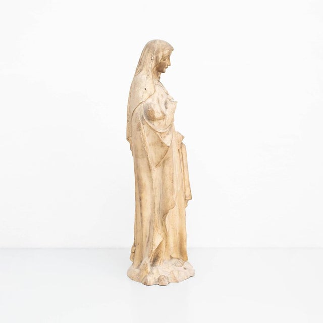 Sculpture Materials Large Traditional Plaster Virgin Sculptural Figure, 1930s For Sale - Image 7 of 17