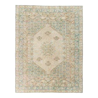 Vintage Circa 1940 Turkish Oushak Rug Lightly Distressed 6ft 4in X 8ft For Sale