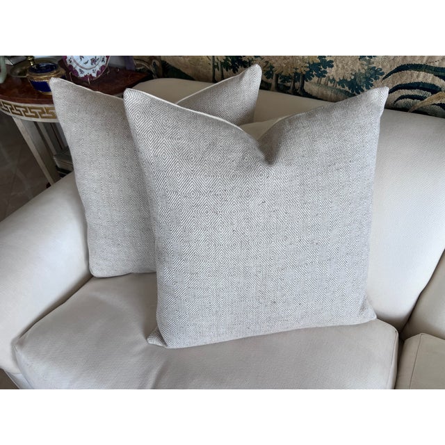Pair Belgian Linen/Cotton Cushions/Pillows-22” Square For Sale In West Palm - Image 6 of 8