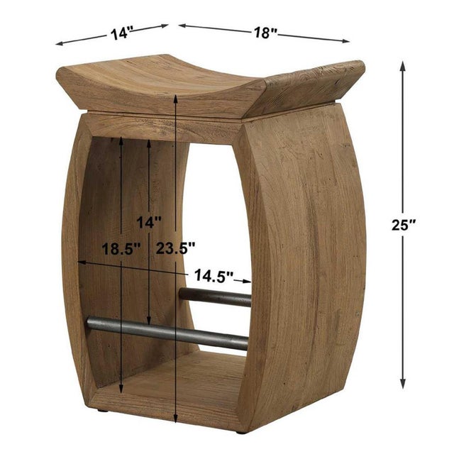 2020s Scooped Seat Elm Counter Stool For Sale - Image 5 of 5