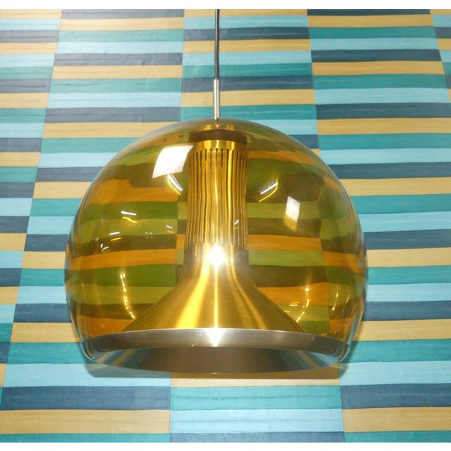 Metal Mid-Century Modern Space Age Pendant Lamp in Amber, Glass and Metal, 1960s For Sale - Image 7 of 7