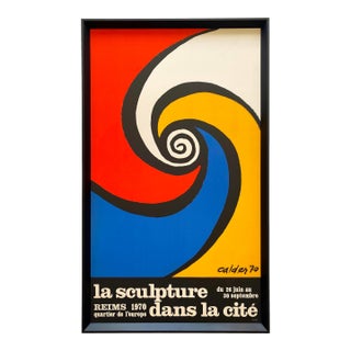 Alexander Calder Vintage 1970 Mid Century Modernist " Spirale " Mourlot Lithograph Print Framed French Exhibition Poster For Sale