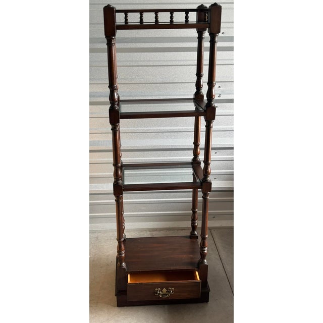 Vintage Pennsylvania House Solid Cherry Wood Étagère Display Shelf With Drawer For Sale - Image 6 of 16