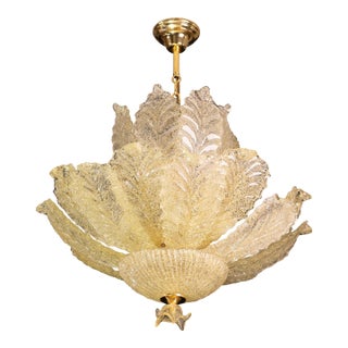 Large Size Gold Vintage Murano Glass Chandelier, 1970 For Sale